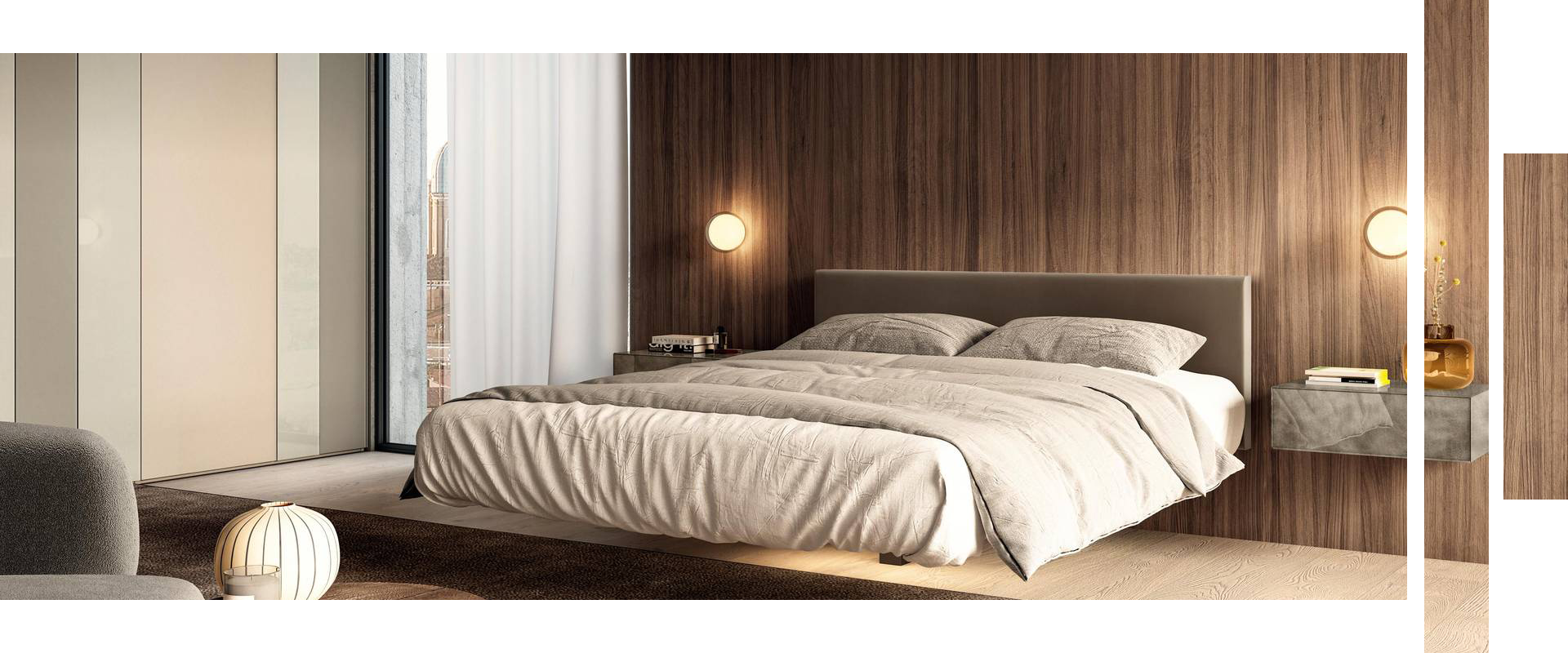 Letto matrimoniale elegante in legno